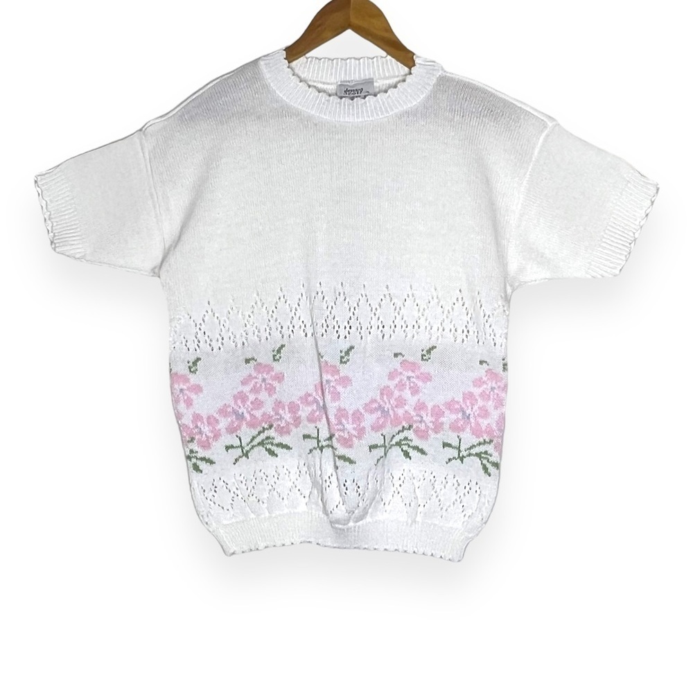 Vintage Jessica Scott Short Sleeve Floral Sweater